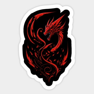 Abstract Minimalist Cool Symbol: Red Dragon Sticker